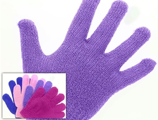 Peelinghandschuh (1 Paar) für intensives Peeling und Massage, trocken oder nass anwendbar Lila
