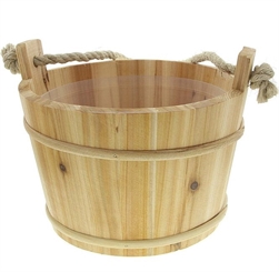 Saunabottich für die Schwalldusche, Sauna Robuster Bottich Kosmetex Aufgusskübel mit Kunststoffeinsatz. 