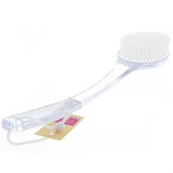 Badebürste Kosmetex farbig, transparent, hygienisch Robuste Kunststoff Plastik Saunabürste mit langem Stiel Klar