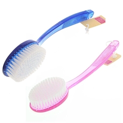 2x Badebürste Kosmetex Blau und Rosa, hygienisch Robuste Kunststoff Plastik Saunabürste mit langem Stiel 2er Set
