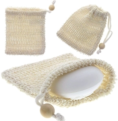 Sisal Seifensäckchen Kosmetex, für Seifenreste, Seifschwamm, Duschschwamm zum Einseifen, Groß 11x13cm, Peelingschwamm 