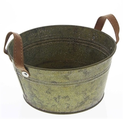 Dekorative Vintage Zinkwanne Ø 18 cm für das Badezubehör Sammelsurium Nostalgie Sammelbehälter 