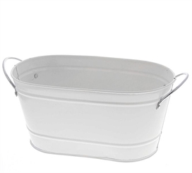 Badezubehör kleine weiße Zinkwanne 27cm, Dekorative Nostalgie Sammelbehälter für das Sammelsurium 
