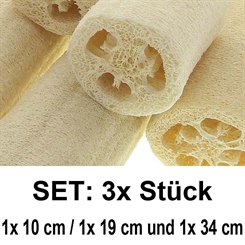 Luffa Gurke Schwamm, Kosmetex Set 10, 19 und 34cm Luffagurke Luffaschwamm, der Naturfaser Schwamm 3 Stück