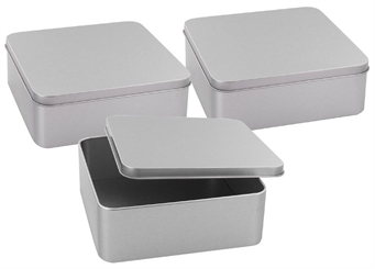 Alu Dose 15 x 15 x 5 cm mit Deckel, Aufbewährungsdose Alu Behälter, kleine Keksdose 