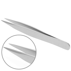 Spitze Pinzette mit feinen Spitzen, gerade Technisch präzise mit glatter Greiffläche. 