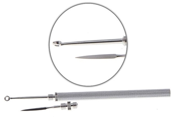 Komedonenheber Kosmetex mit Milienmesser zum Öffnen verschlossener Poren. Doppelseitig, beide umschraubbar. 2 mm