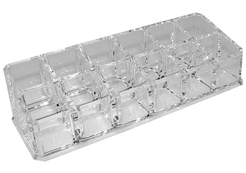 Kosmetik Accessoire Ständer, Acryl Organizer, 12 Fächer, 17x6cm, leer 