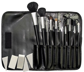 9 Kosmetik Pinsel, Kosmetikpinsel Set Puderpinsel. Pinselset mit Tasche, Kunstleder 