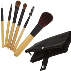 6 Kosmetik Pinsel, Kosmetikpinsel Set mit Naturhaar, Naturhaarpinselset mit Tasche 