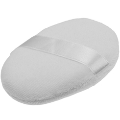 Große Puderquaste, weich mit Band Kosmetex, weiß, Ø ca. 10cm, zum Auftragen von Puder Make-Up 10 cm