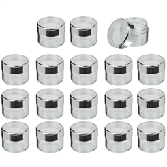 Leere Dose 25ml klar, Kosmetex Plastik-Döschen, Cremedose, Nailart, Nageldose, Deckel silber, Ø 4 cm, H 3.3 cm 