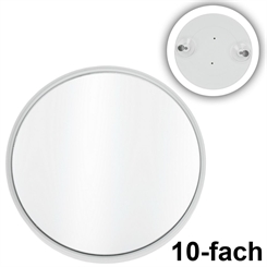 Kosmetex kleiner Saugnapf Spiegel mit 10-fach Vergrößerung, weiß, rund Ø 8.5 cm 
