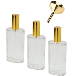 Ovaler Zerstäuber, Kosmetex Glas Flakon für Parfüm, Gesichtswasser, leer mit Zerstäuber, 100ml 