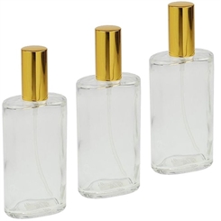 Ovaler Zerstäuber, Kosmetex Glas Flakon für Parfüm, Gesichtswasser, leer mit Zerstäuber, 100ml 