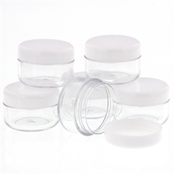 Leere Dose 6ml klar, Kosmetex Plastik-Döschen, Cremedose, Nailart, Nageldöschen, Deckel weiß, Ø 3 cm, H 2 cm 