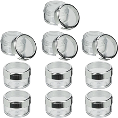 Leere Dose 6ml klar, Kosmetex Plastik-Döschen, Cremedose, Nailart Nageldöschen, Deckel silber, Ø 3 cm, H 2.3 cm 