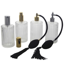 Zerstäuber für Parfüm, Kosmetex Flacon mit Ball mit Quaste Pumpzerstäuber im Art deco Stil, 100ml 