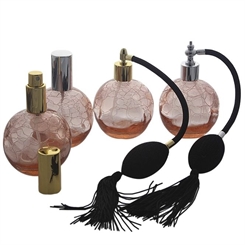 Zerstäuber für Parfüm, Kosmetex Flacon mit Ball und Quaste oder Pumpzerstäuber, rosa, 100ml 