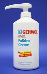 GEHWOL med. Fußdeo Creme, 24h, Fußcreme mit Manukaextrakt, Fußpilzschutz, 500 ml mit Spender