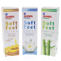 GEHWOL Set 3x Fusskraft Soft Feet, Fußcreme + Lotion + Peeling Sparpack 