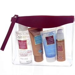 5-teiliges Guinot Sommer Reiseset, Aprés Soleil,Age Sun LSF 20 Anti-Aging Creme,Reinigung 2 in 1,Eisgel für Beine 