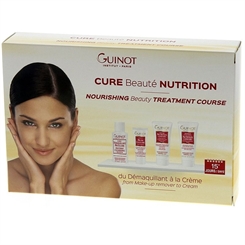 GUINOT Coffret Cure Beaute Nutrition, 15 Tage-Pflege-Set, Reinigungswasser, Pflege-Creme, Maske für trockene Haut 