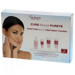 GUINOT Coffret Cure Beaute Purete, 15 Tage-Pflege-Set, talgregulierendes Serum, Cremes, Peelingmaske für fettige Haut 