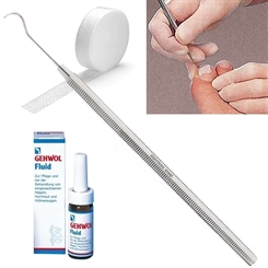 3er Set, Kosmetex Wattehaken, 4x Tamponade, Gehwol Fluid für Behandlung bei eingewachsenen Nägeln, für den Nagelfalz 