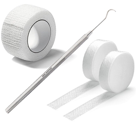 Kosmetex Wattehaken 2x Tamponade zum Einlegen in den Nagelfalz, 1x Zehenbinde als Zeh Schutz Set 4