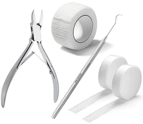 Kosmetex Sets mit Tamponade, Zehenbinde, Wattehaken, Tamponaden-Stofer, Eckenheber etc. 