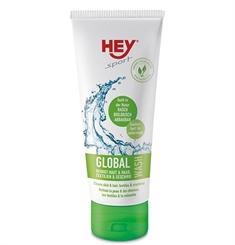 HEY sport Global Wash Reisewaschmittel Reiniger reinigt Haut, Haar, Geschirr und Textilien. 