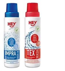 HEY sport Set: IMPRA Wash-In und TEX WASH Waschmittel Flüssigimprägnierer, 250ml 