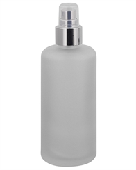 Mattglas, Zerstäuber-Flasche, m. silbernem Pumpzerstäuber Kosmetex Glas-Flasche, Flakon, leer 