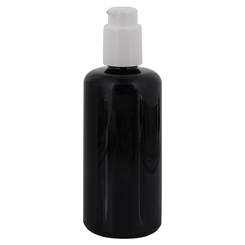 Violettglas 200ml Gel-Spender Flasche, m. weißer Lotionspender Kosmetex Glas-Flasche Miron, Flakon, leer 