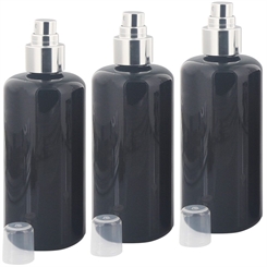Violettglas 200 ml Zerstäuber-Flasche, silber Pumpzerstäuber Kosmetex Mironglas-Flasche, Flakon, leer 3× 200 ml
