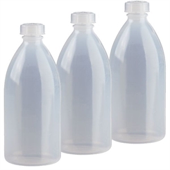 3x 500ml Enghals Laborflasche mit Schraubverschluss Laborqualität für Flüssigkeiten, Paste, Pulver, Granulat 3× 500 ml