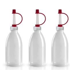3x 250ml Enghals Laborflaschen mit verschließbarem Tropfer. Rundflasche für Flüssigkeiten aller Art 