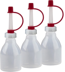 3x 30ml Enghals Laborflaschen mit verschließbarem Tropfer. Rundflasche für Flüssigkeiten aller Art 
