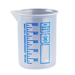 Messbecher a 100 ml, natur Dosierbecher Kosmetex, transparent Griffinbecher 