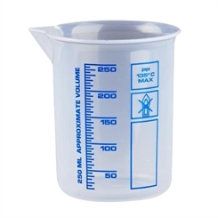 Messbecher a 250 ml, natur Dosierbecher, transparent Kosmetex Griffinbecher 