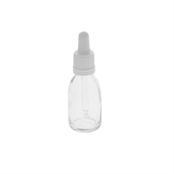 Kosmetex Klarglasflasche mit Pipette, leere 30ml Glasflasche, Pipettenflasche mit kompletter Pipettenmontur. 