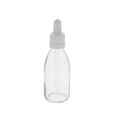 Kosmetex Klarglasflasche mit Pipette, leere 50ml Glasflasche, Pipettenflasche mit kompletter Pipettenmontur. 