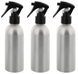 Alu Sprüh-Flasche 200 ml Kosmetex Aluminium Flasche mit Sprühkopf Zerstäuber, leer 3 Stück