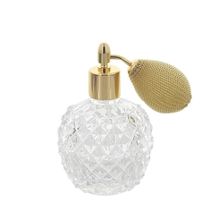 Parfümflakon Kosmetex Ballpumpe Zerstäuber, runde Form 75 ml Glas-Flakon für Parfum, Colognes, leer Ballp. Gold