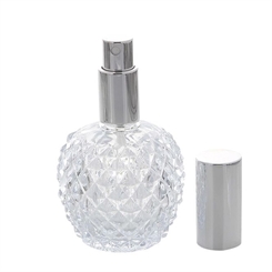Parfümflakon Kosmetex Zerstäuber, runde Form 75 ml Flakon für Parfum, Colognes, leer Silber
