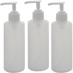 Luzente Plastik Flasche mit Pumper, Seifenspender Kosmetex Gelspender, leer, rund, klar 200 ml 3× klar