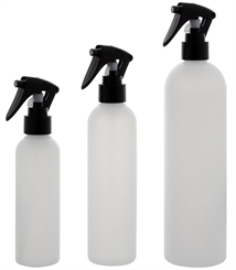 Leere Friseursprühflaschen 150 ml, 250ml u. 500ml, Kosmetex Sprühflasche, Plastik, zylindrisch, halbtransparent 3er MixSet Transparent