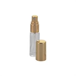 Mini Parfümflakon Glas mit Zerstäuber Kosmetex, je 5ml Flakon für Parfum, Colognes, leer Gold