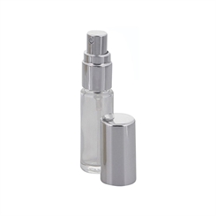 Mini Parfümflakon Glas, Kosmetex Taschen-Zerstäuber, je 5ml Flakon für Parfum, Colognes, leer Silber